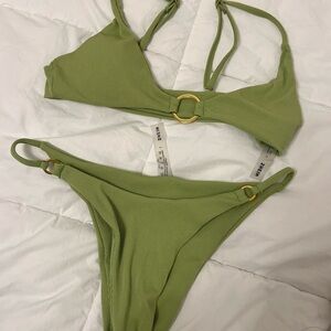 Green Bikini Set with Gold Accents